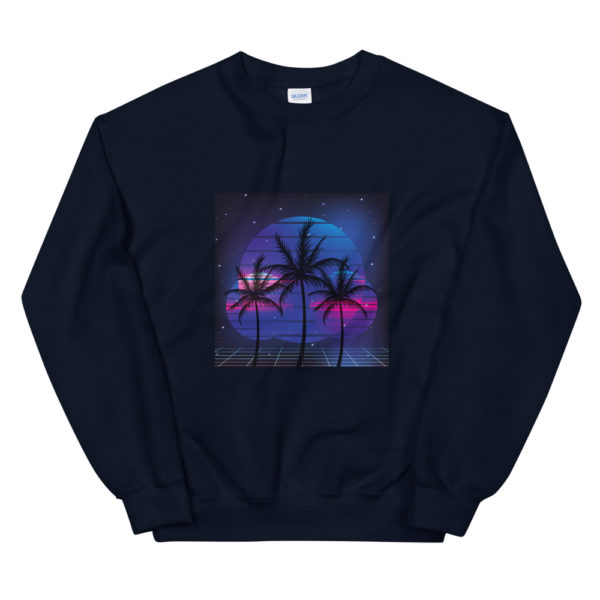 Synthwave Palme Unisex-Pullover – Bild 3